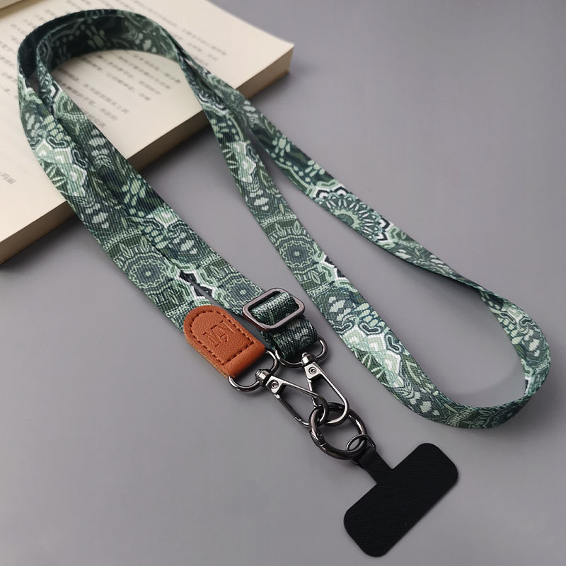 Retro Totempatroon Crossbody Mobiele Telefoon Lanyard Verstelbare Hangende Hals Mobiele Telefoon Riem Hanger Met Universele Kaartpakking: Geel / Goud