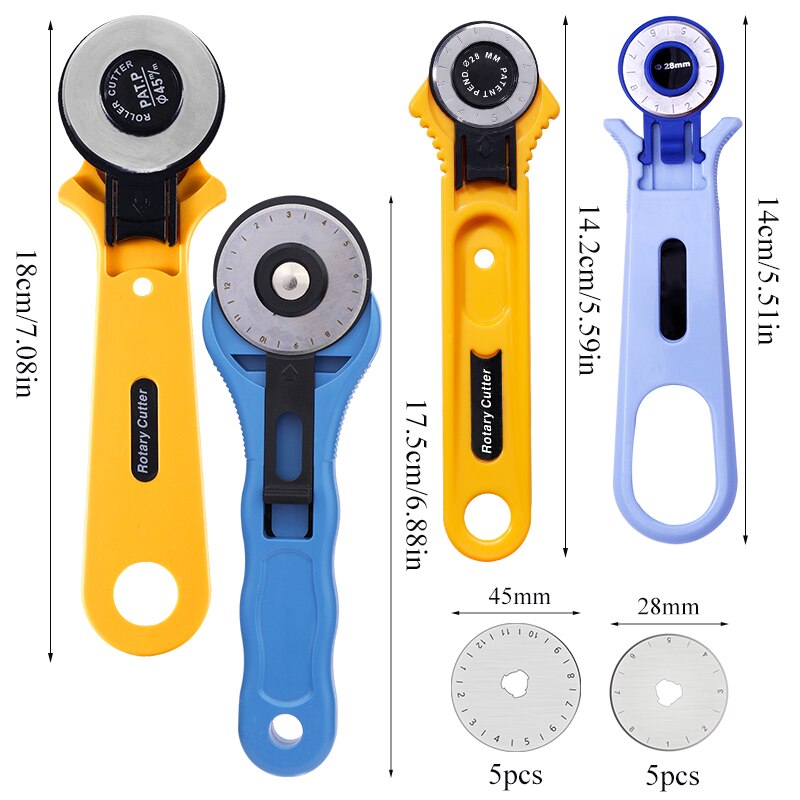 RORGETO 28/45mm Round Rotary Cutting Knife and Wordless Blades Leather Craft Stitching Roller Round Knife Cloth Cutting Knife