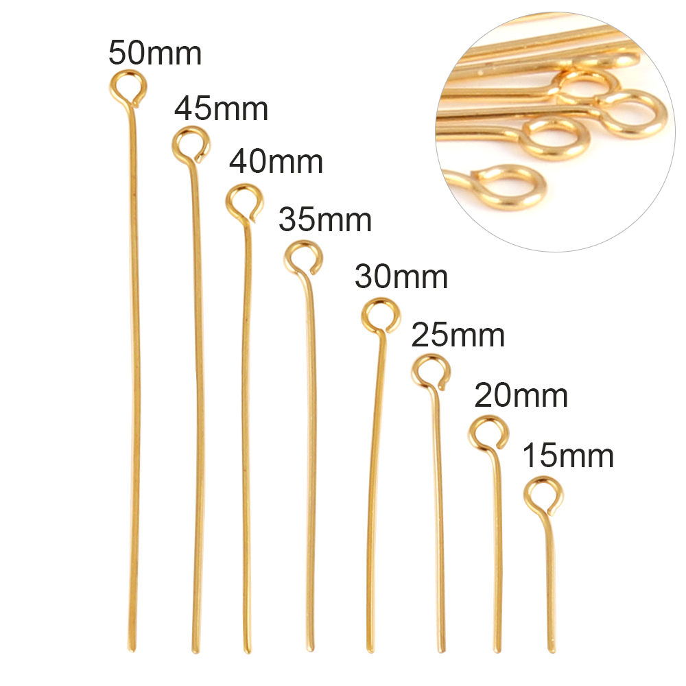 100 peças 15-50mm 316l pinos de joias de aço inoxidável pinos de cabeça plana para fazer jóias suprimentos bola headpins acessórios de pino de olho