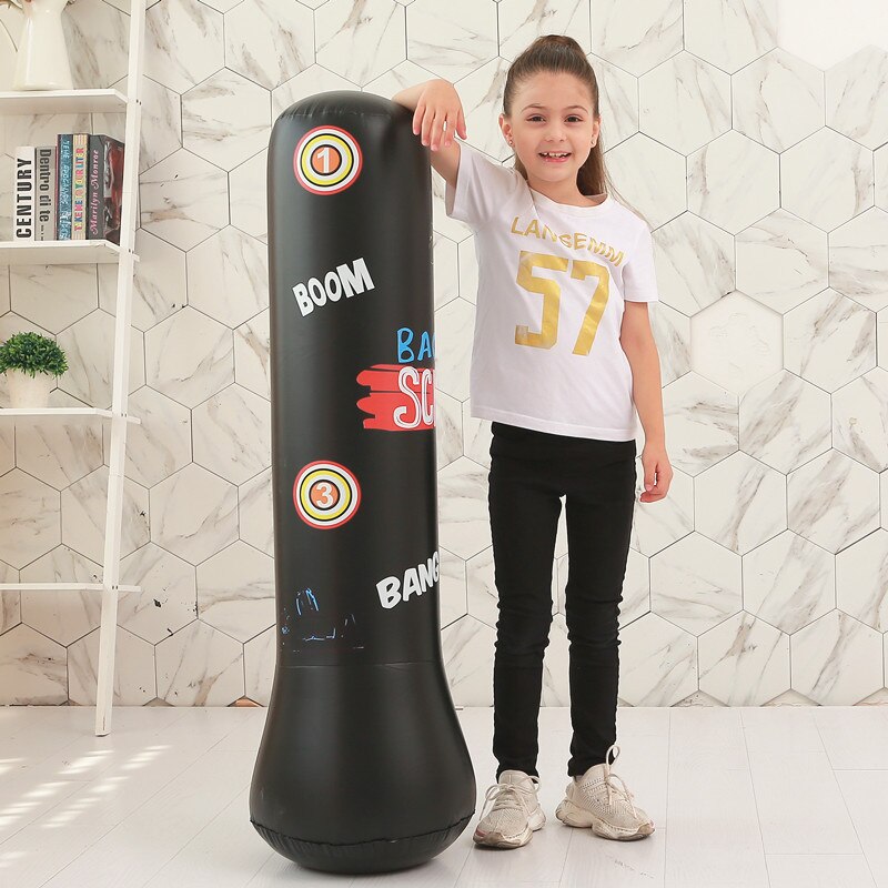 120/150/160CM Boxing Punching Bag Inflatable Toys Free-Stand Tumbler Training Pressure Relief Back Sandbag Inflatable Toys: 120cm /  black