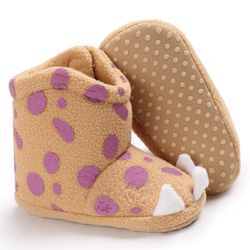 Nette Dot Tier Pfoten Krallen Baby Stiefel Weiche Korallen Fleece Warme Baby Mädchen Schuhe Infant Schuhe Anti-slip Kleinkind mädchen Schnee Booties