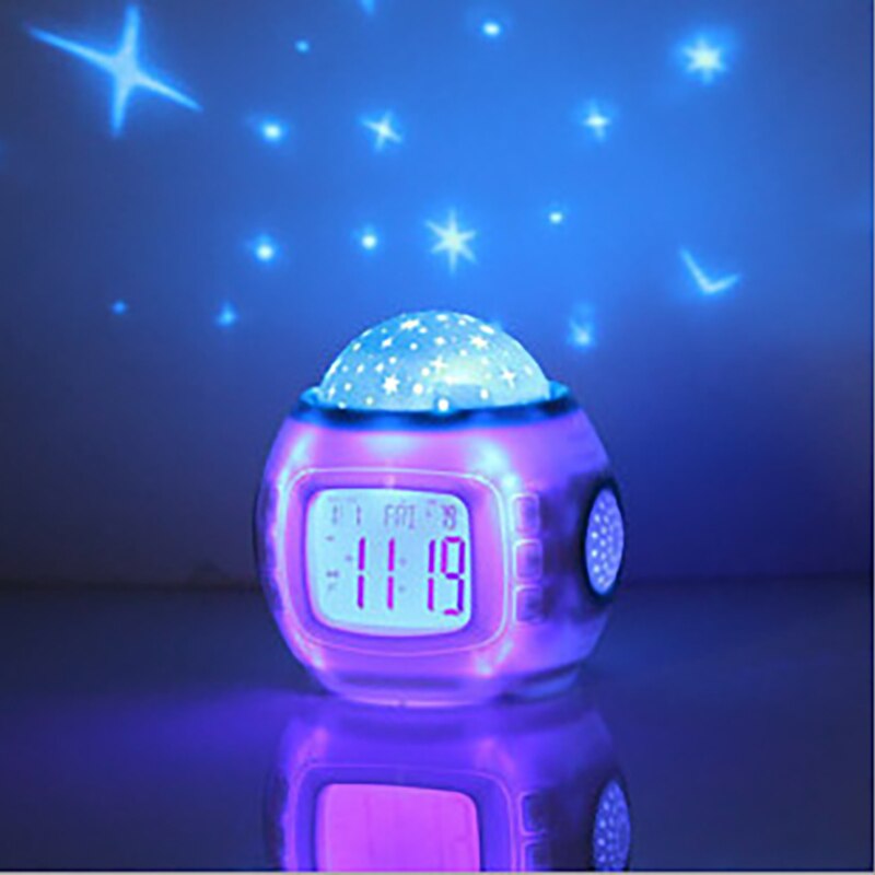 Colorful natural sound chord music starry sky projection calendar clock