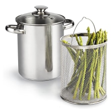 4 liters asparagus and pasta pot stainless steel steamer and sieve glass lid can use in induction cooker