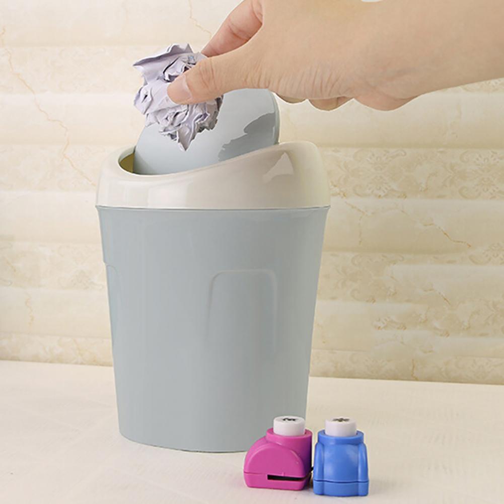Portable Mini Flip Lid Plastic Home Living Room Desktop Bedside Trash Can Garbage Bin Table Bed Supplies Accessories Products