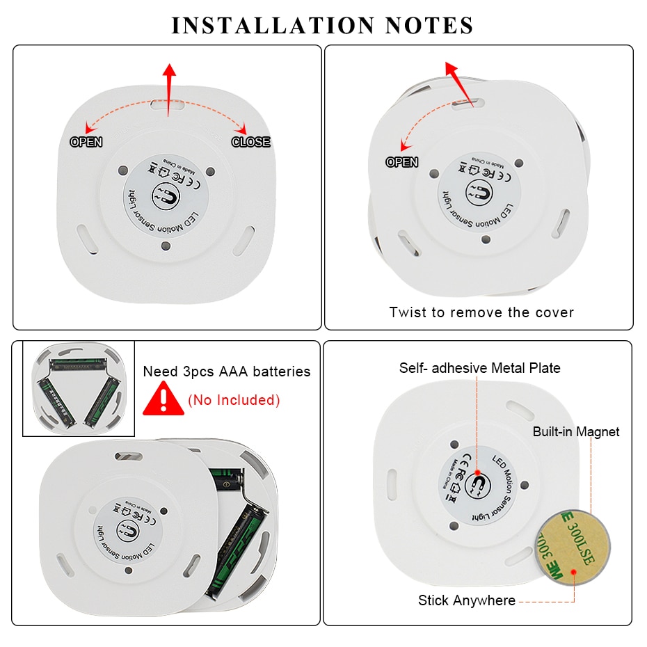 10 LEDs Wireless Motion Sensor Light Portable Security Closet Light Battery Powered LED Stick-Anywhere Nightlight for Entrance