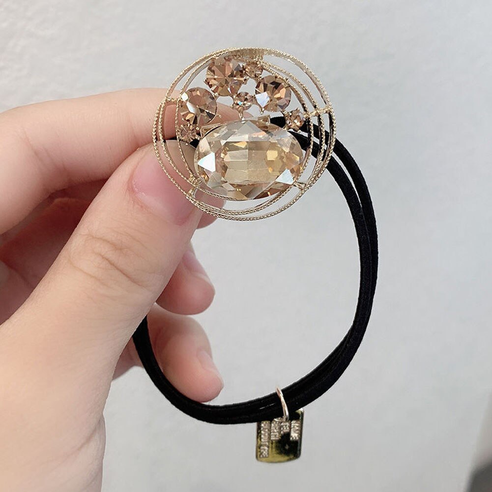 Crystal Rhinestone Hair Rope Female Rough Tie Ponytail Hair Ring Net Red Tie Simple Hair Rope: B1