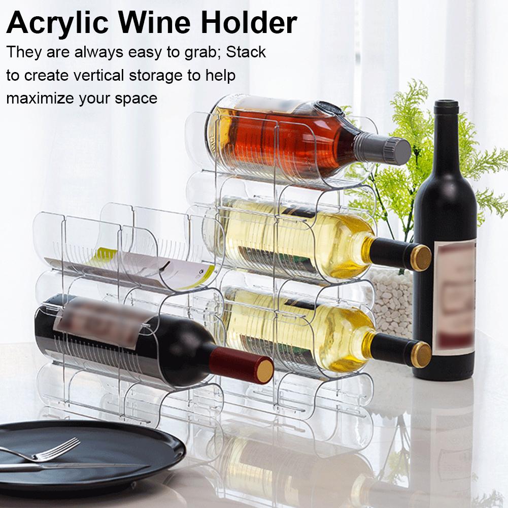 Acrylic Stackable Clear Wine Rack Holder for Kitchen Pantry Fridge Ideal Storage for Wine Champagne Beer Bottle Water