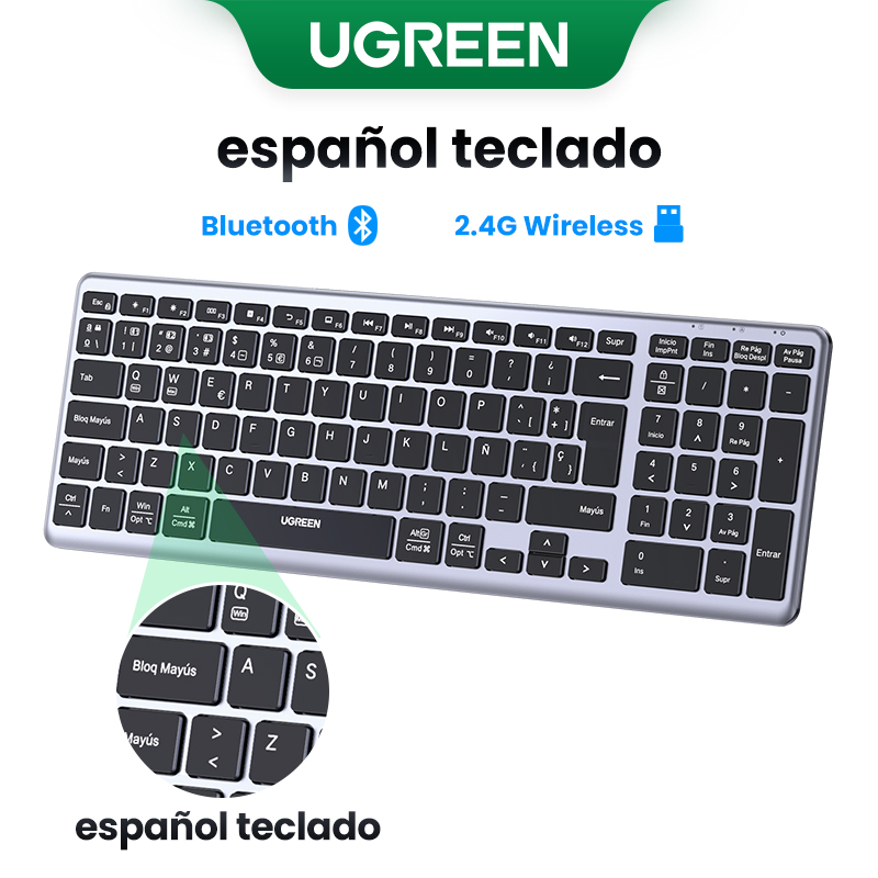 Ugreen Toetsenbord Draadloze Bluetooth 5.0 2.4G Russische/Koreaanse/En 99 Keycaps Voor Macbook Ipad Pc Tablet Usb C Oplaadbare Toetsenbord: AMBER