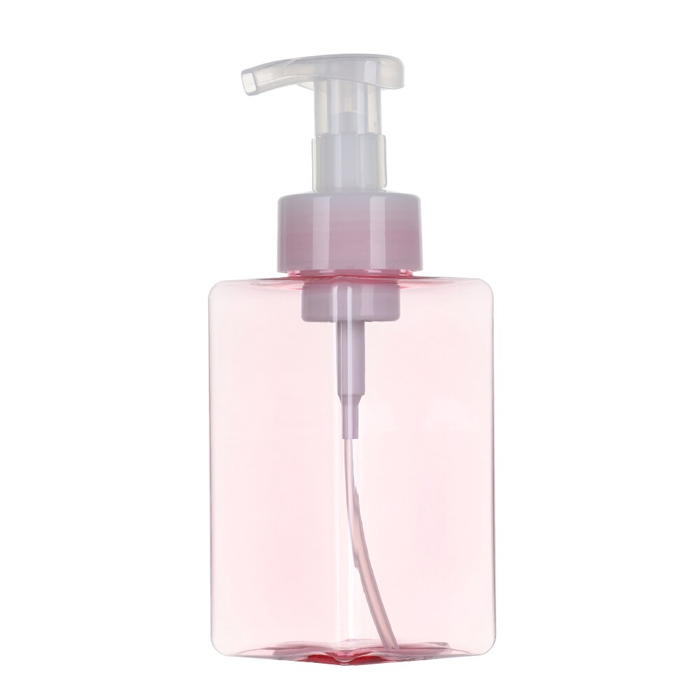 Plastic Liquid Soap Dispensers Square Clear Foaming Bottle Liquid Soap Mousse Points Bottling Shampoo Foam Pump Bottles: 450ml	pink