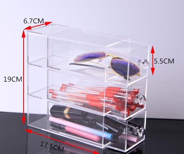 Flerlags akryl læbestift makeup skuffe holder kuffert kosmetik opbevaring makeup briller organizer neglelak display stand stativ
