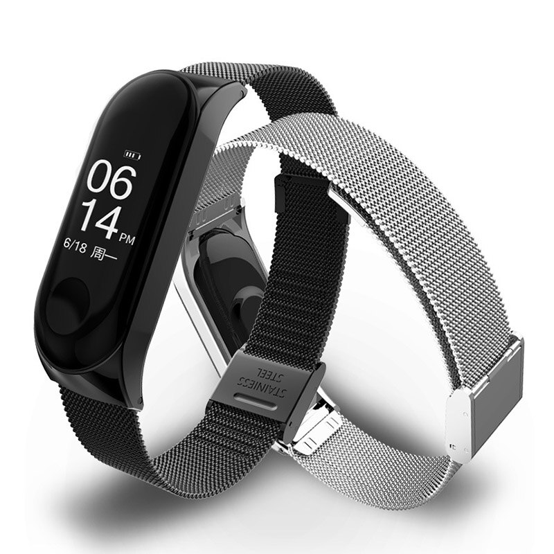 Pulsera inteligente para Xiaomi mi Band 3 4 mi Band 4 3 correa de Metal de acero inoxidable Z2