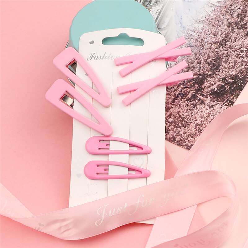 6 uds. De colores sólidos para niña de horquillas, Clips BB simples básicos, pasadores de Clip para el cabello coloridos y bonitos, accesorios para el cabello: Rosa