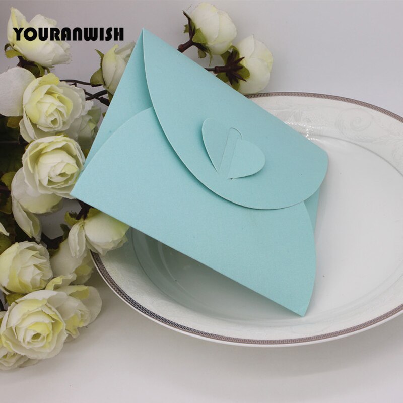 50 pcs/lot Kraft Paper Envelop 5.1x5.1inch(13x13cm) Envelpes for Invitations 5color Post Card Holder Love Heart Paper Envelope