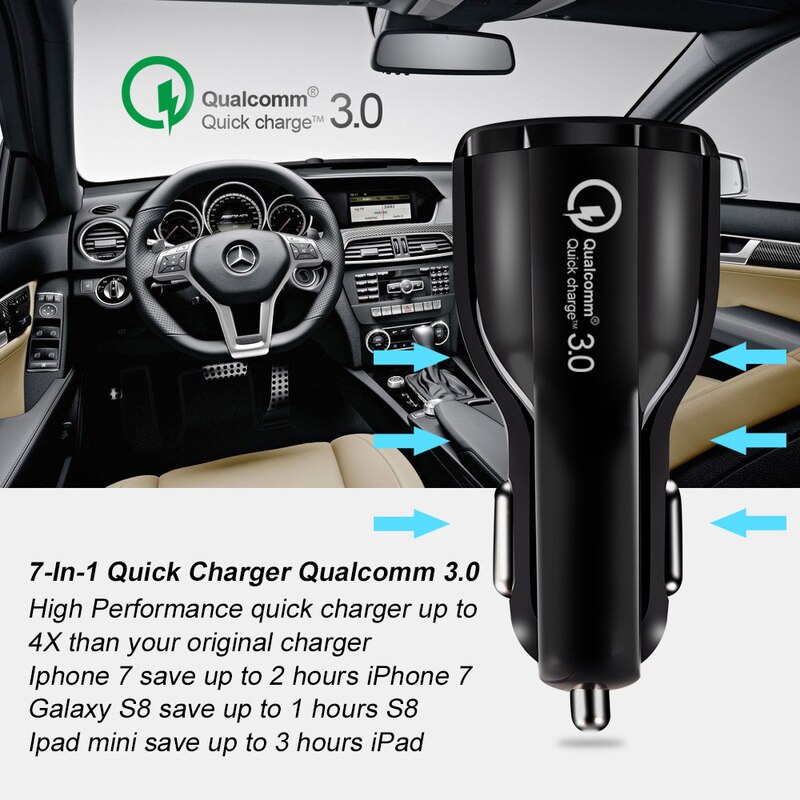 Car Charger Quick Charge 3.0 Universal Fast Charging Adapter Dual USB Car-Charger For iPhone X 7 Tablet Mobile Phone Charging