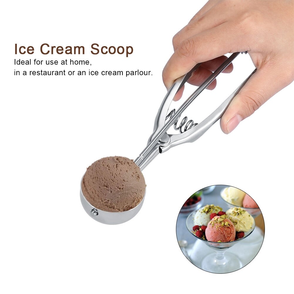 2 Size Stainless Steel Ice Cream Scoop Cookie Scoop Ice Cream Scoop Trigger Spring Handle Kitchen Accessories