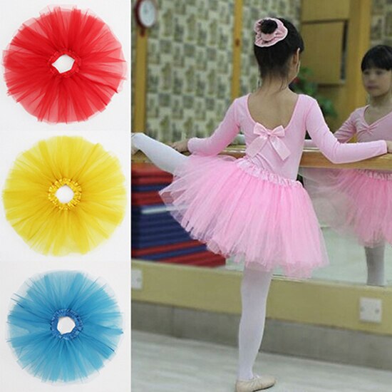 Filles belle Multi couches Tulle taille élastique jupe gonflée Tu tu princesse robe pour enfants fille scène performance
