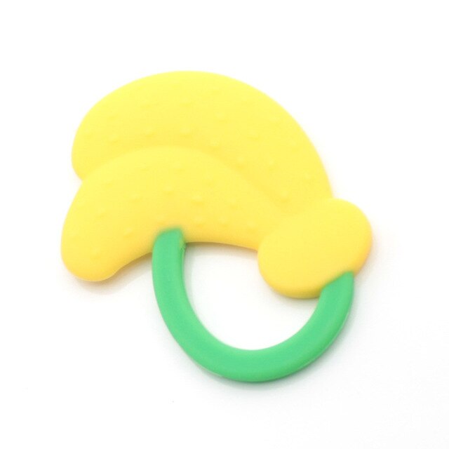1Pcs Trekken Bijtring Banaan Veiligheid Bpa Gratis Food Grade Siliconen Fruit Baby Baby Kids Tandenborstel Speelgoed Baby Kauwen: Deep Blue
