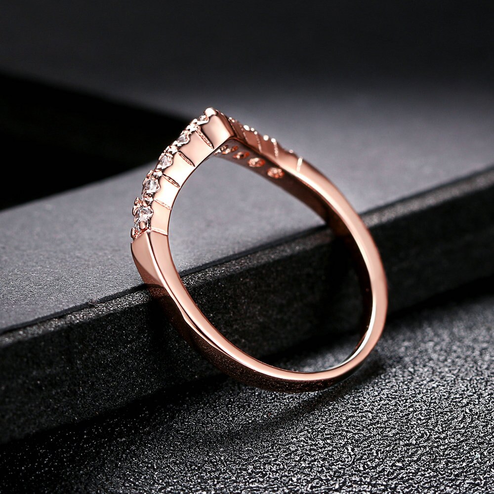 Dubbele Fair Top Aaa + Zirconia Hart Ringen Rose/Wit Goud Kleur Mode-sieraden Voor Vrouwen Bruiloft Hotsale DFR011