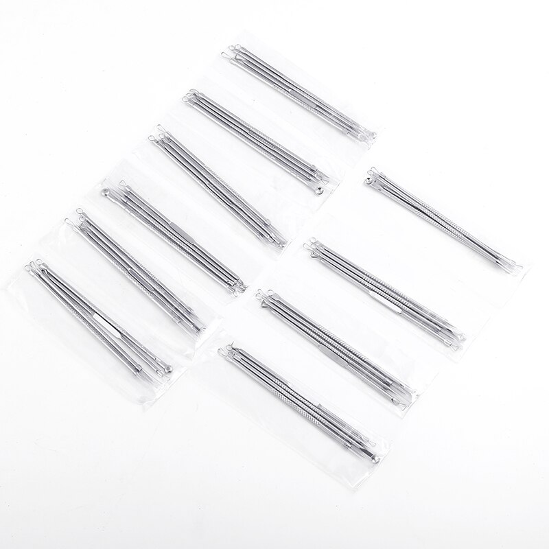 Stainless Steel Blackhead Removal Tool 10set Blackhead Acne Needle Freckles Powder Removal Needle Set Black Spot Pore Cleanser: 10 sets-silver