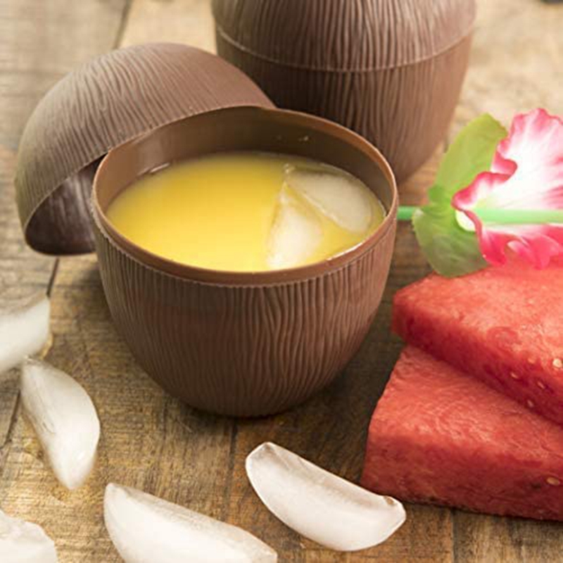 30 Pack Coconut Cups Hawaiian Luau Kids Party with Hibiscus Flower Straws,Beach Theme Party Fun Drink or Decoration Cups