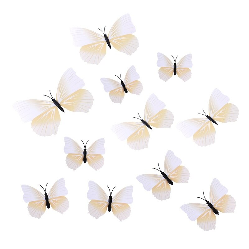 12 Pcs Pvc 3D Diy Vlinder Muurstickers Home Decor Poster Voor Keuken Badkamer Lijm Te Muurstickers Decoratie: White