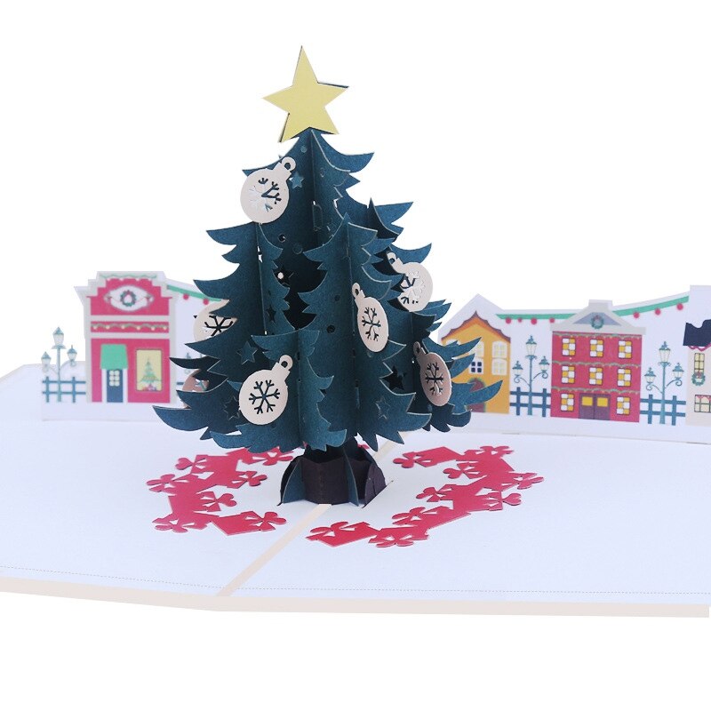 Christmas Folding Greeting Card With Small Postcard And Envelope 3D Popup Card Unique Winter Festival Invitation Cards