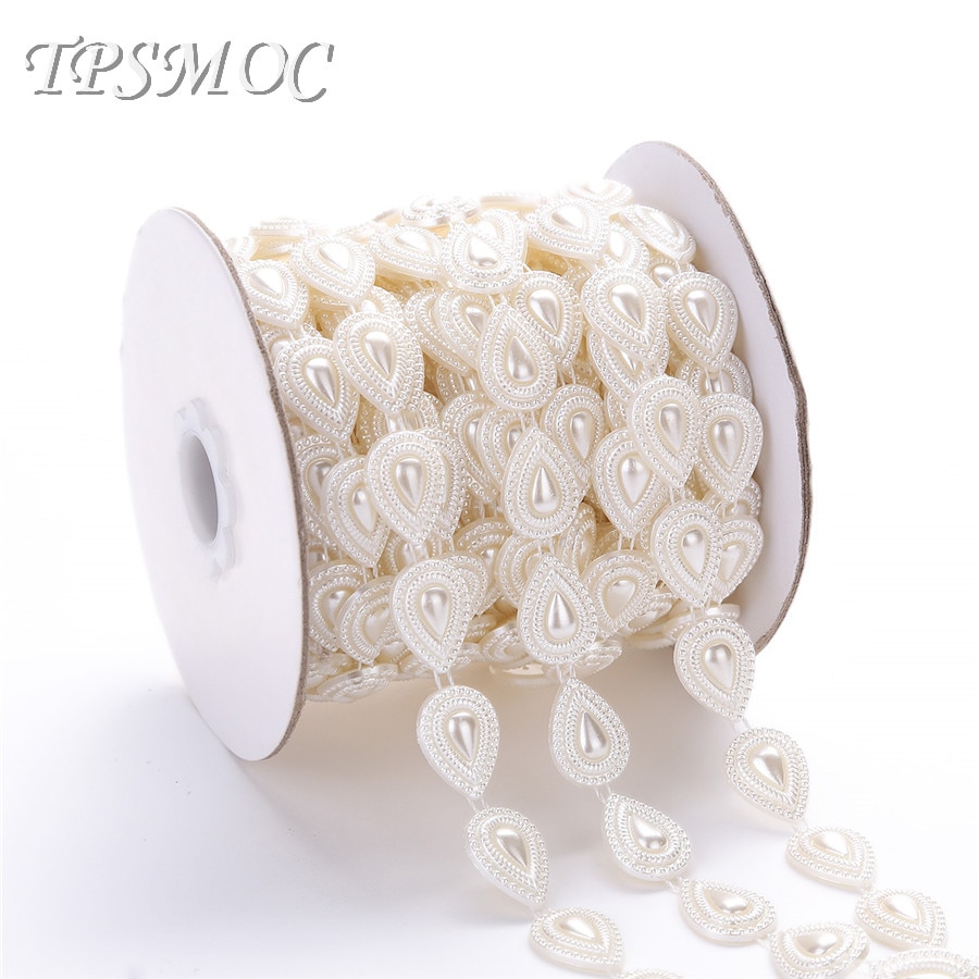 Tpsmoc 10 yards trimmen sew op kunstmatige waterdruppels vorm parels kralen ketting krans bloemen bruiloft decoratie voor diy