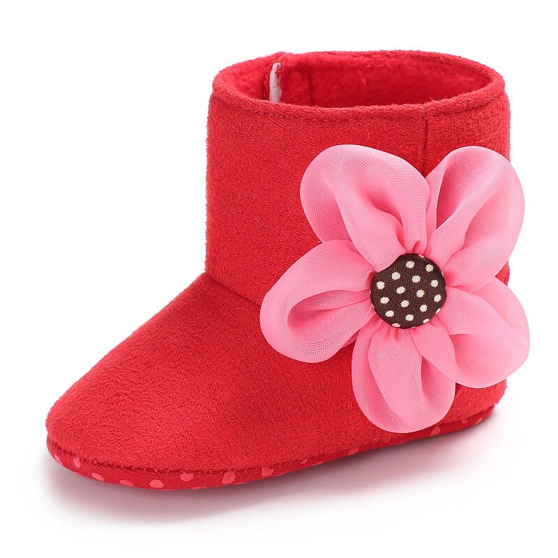 Mooie Pasgeboren Peuter Kids Meisjes Winter Schoenen Bloem Zachte Zool Laarzen Sneakers Prinses Meisje Baby Schoenen Laars voor 0- 18M: Rood / 13-18 months