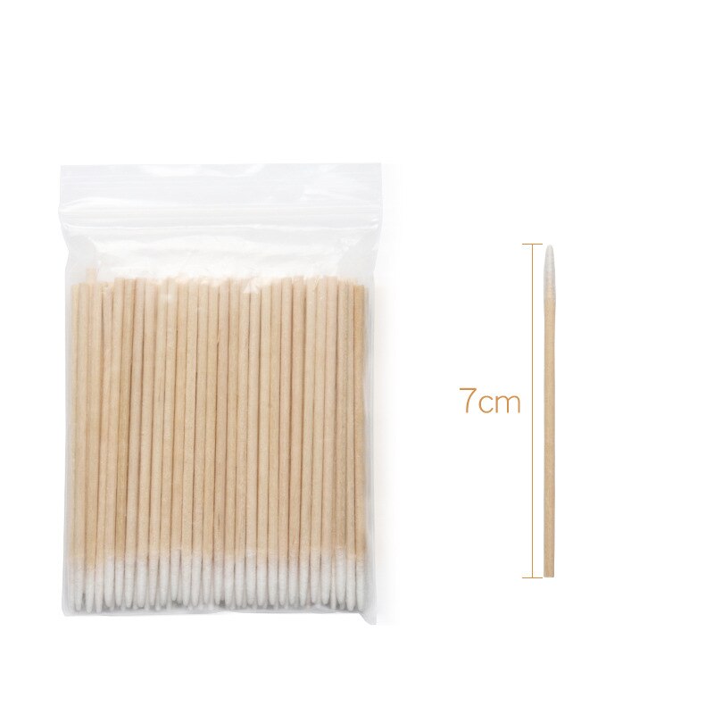 Doble cabeza algodón de maquillaje brotes hisopos para nariz y orejas herramienta de limpieza desechables hisopo de algodón sin pelusa Micro cepillos madera bastoncillos de algodón: 1pack A