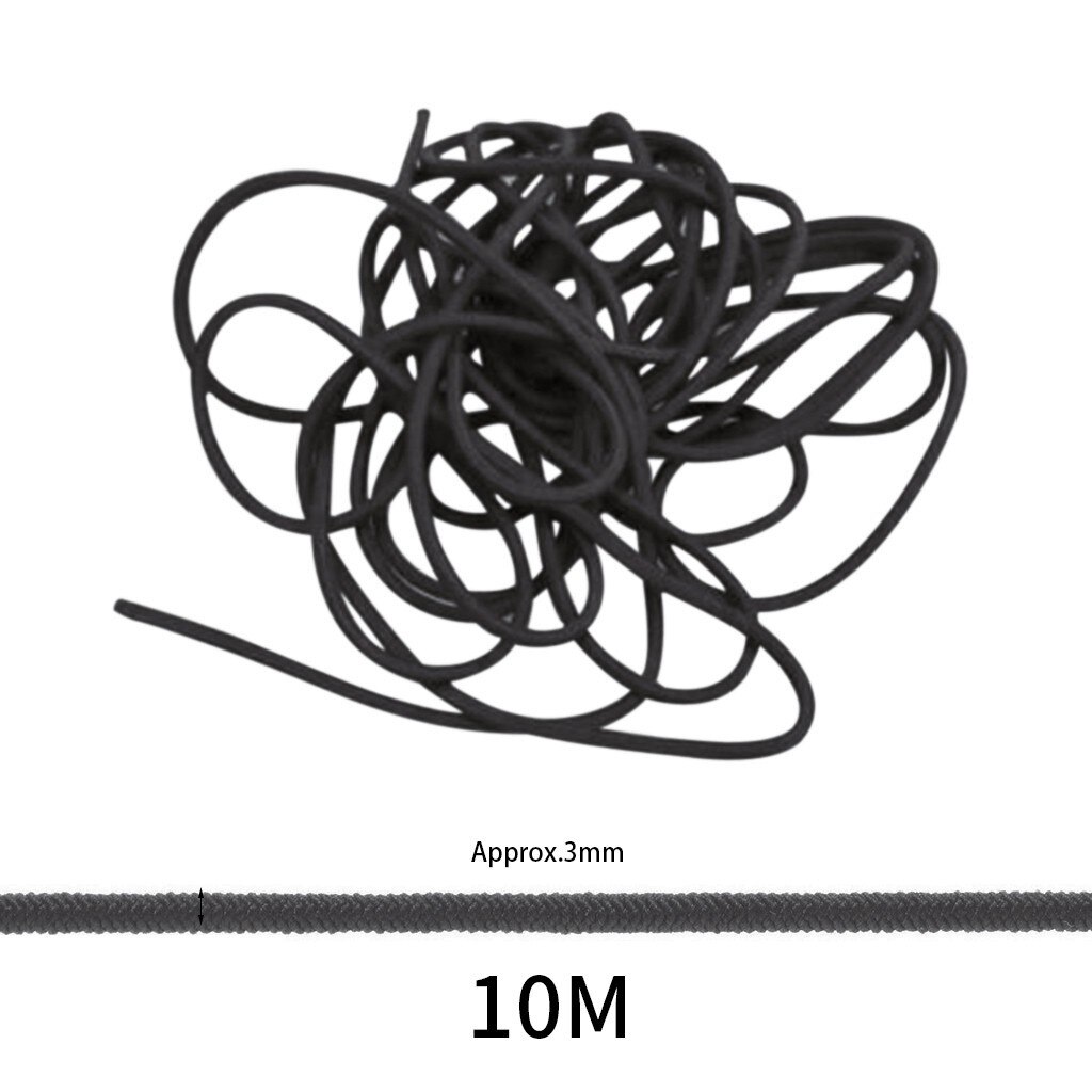 3mm THIN FINE ROUND ELASTIC STRETCH BUNGEE SHOCK CORD 11 COLOURS length 5/10M DIY Elastic Round Elastic Band Sewing accessories#: Black / 5M