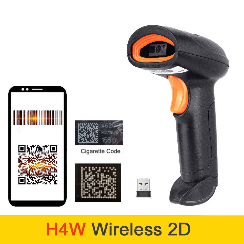 Holyhah Barcode Scanner H4 wired H4W wireless 2D and H4B Bluetooth 2D barcode reader: WHITE