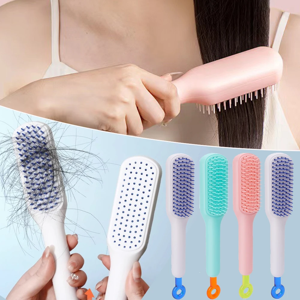 Peigne télescopique Portable, brosse de Massage du cuir chevelu, autonettoyant, antistatique, brosse à cheveux facile à nettoyer, outil de coiffure