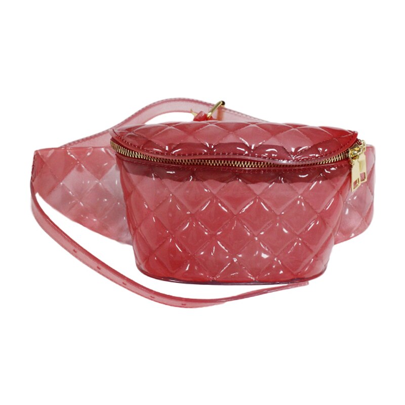 Ladies Transparent Jelly Rainbow Purse Waterproof Beach Waist Bag Pvc Jelly Candy Pink Fanny Pack Sport Fanny Packs for Women: clear wine red