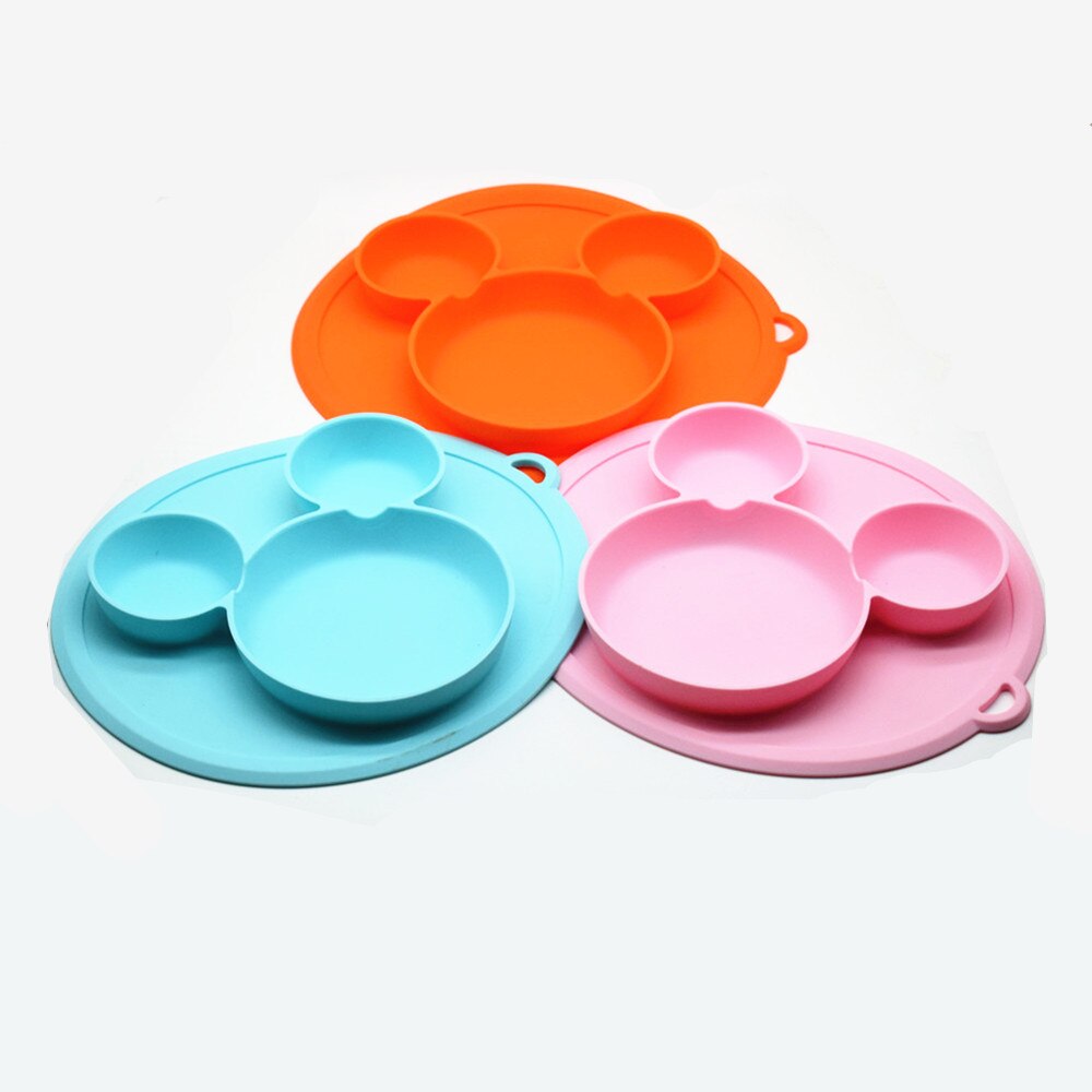 Plato para niños con cuenco de bebé de silicona, vajilla de alimentación sin BPA con succión