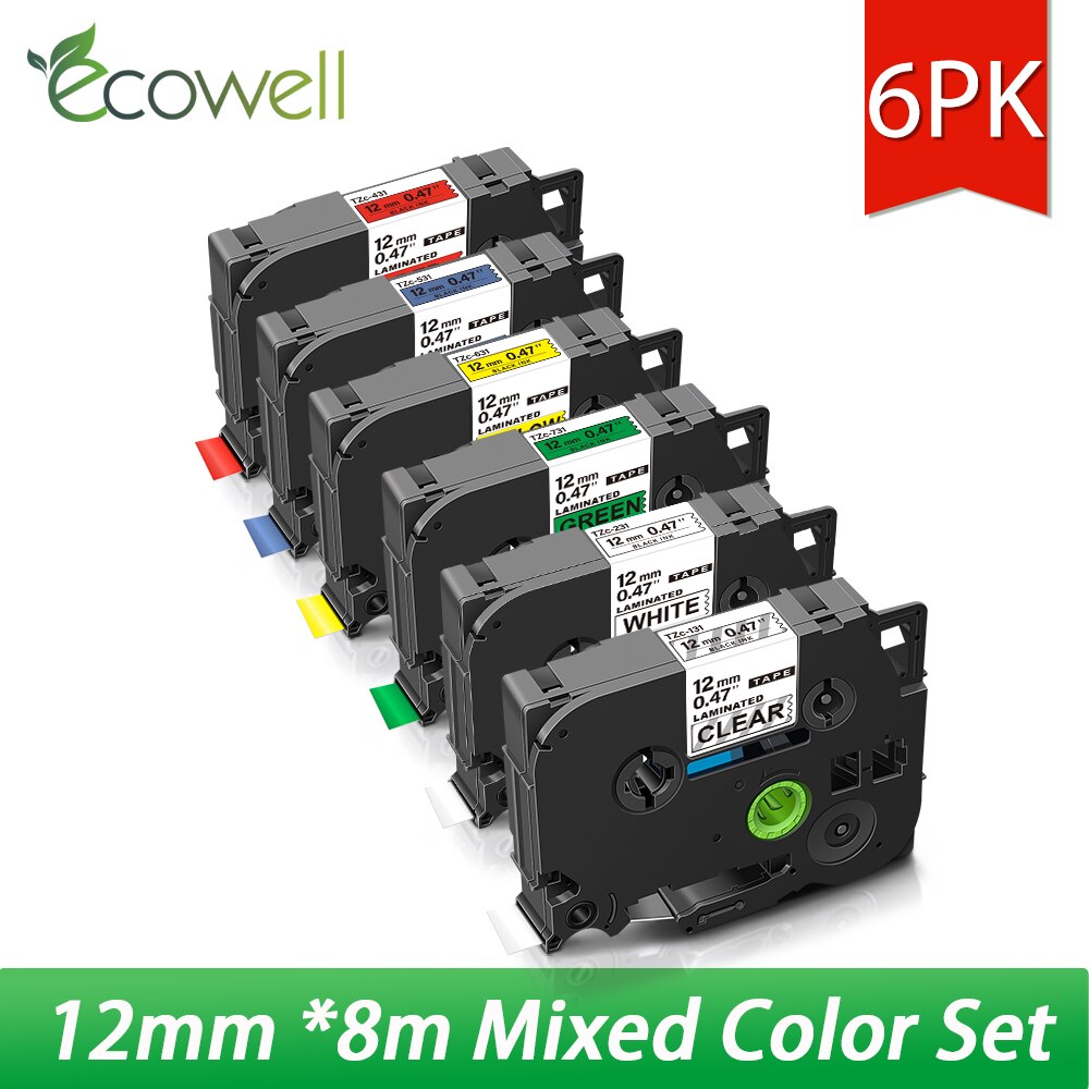 Ecowell Protable Travel Case Business Box Compatible for Brother 231 PT-H110 PTH110 Printer Waterproof EVA Hard Case to outside: 6PK Mixed Color