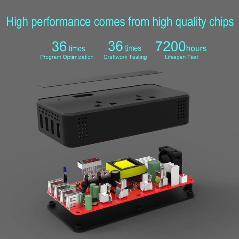 Usb-aansluiting lader 200w 4 auto omvormer  dc 12v naar  ac 220v huishoudelijke auto stroomomvormer stopcontact laadsplitter multifunctioneel