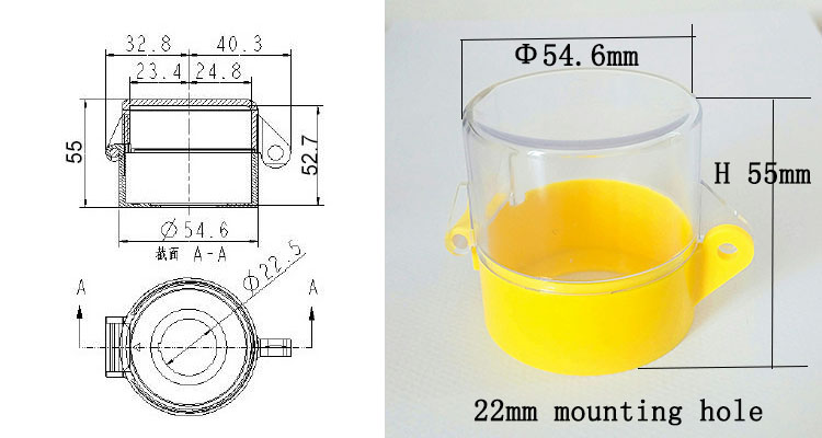 22mm Emergency Stop Push Button Switch Protection Guard Cover Transparent Button Switch Protector Box: Silver