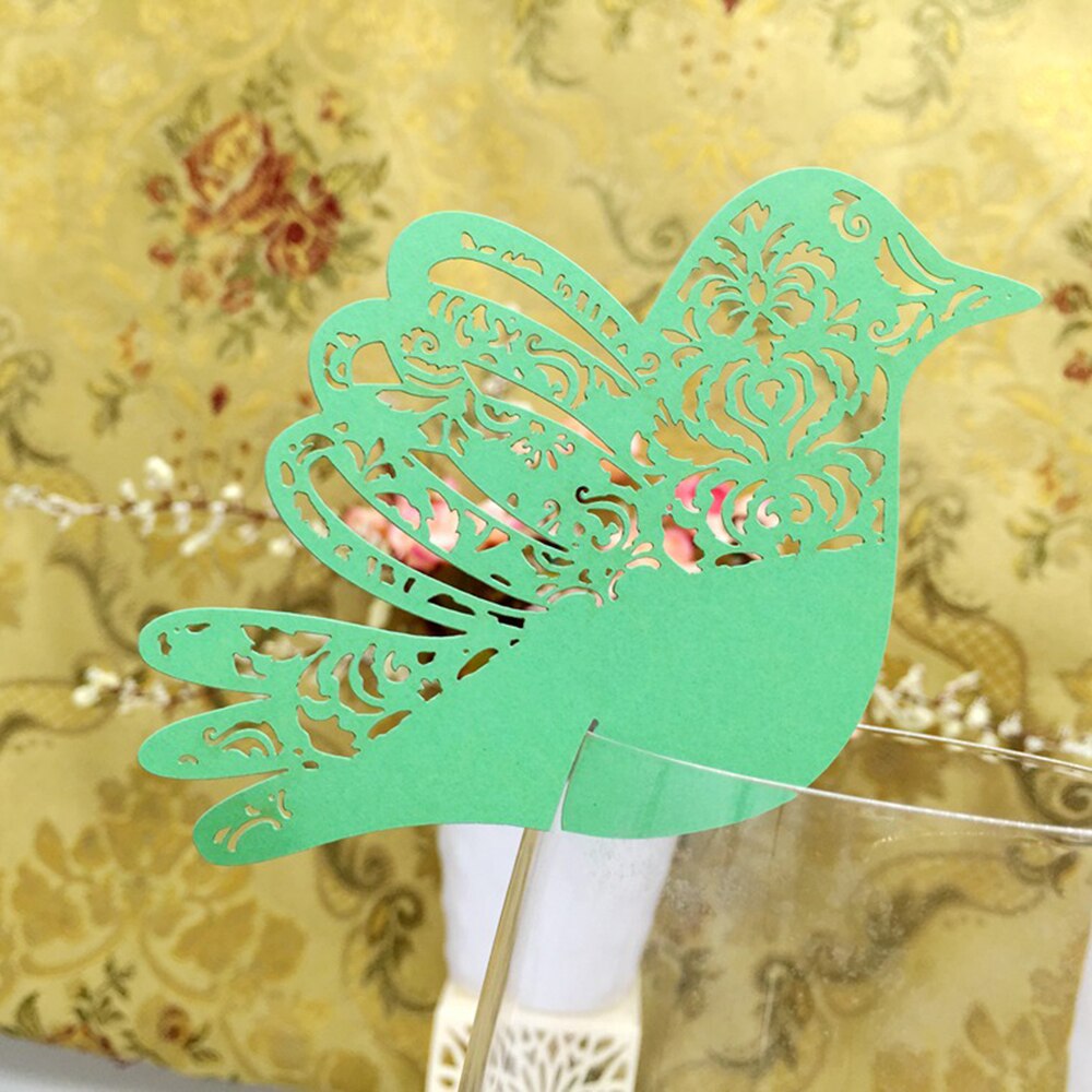 Liebe vogel Wein Glas Marker platz karten Hochzeit geburtstag braut dusche Baby Party Dekorationen tisch Name anzahl karte: Grün 2