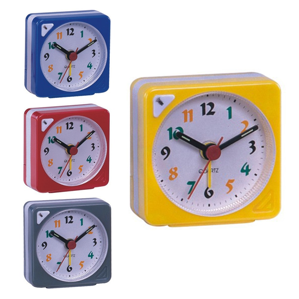 Portable Nightlight Alarm Clock Compact Durable Mini Plastic Analog Non Ticking Battery Operated Luminous Quartz Snooze