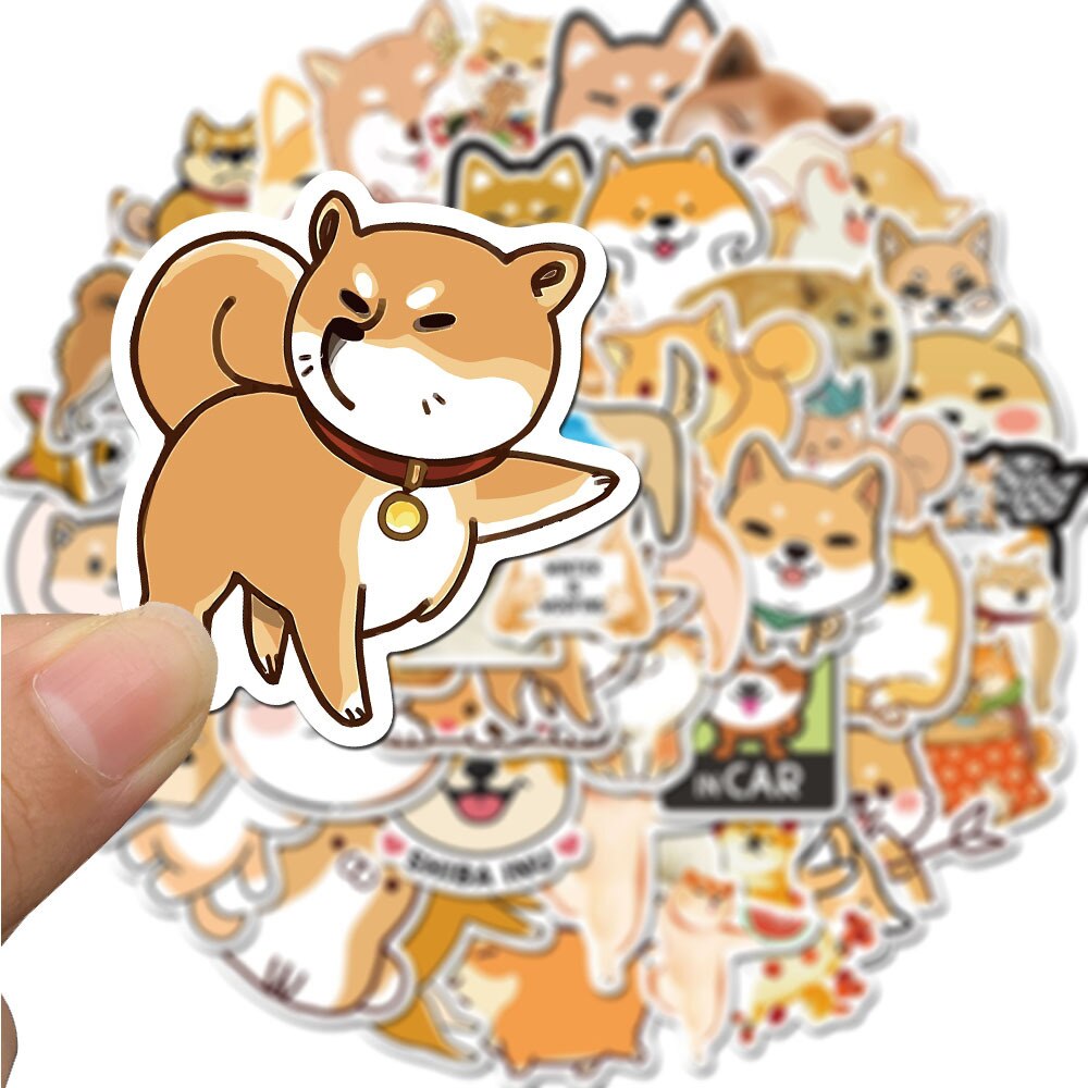 50pcs Corgi Pembroke Cartoon Stickers Cute Animals Dog For Moto Car & Suitcase Cool Laptop Stickers Skateboard Sticker