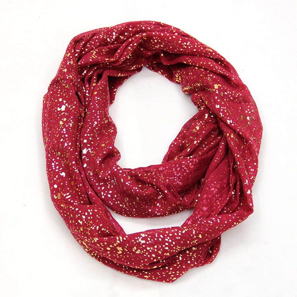 nueva europea Negro Azul Marino rojo anillo bufanda brillante bronceado dorado punto infinito Hijab bufandas Snood para damas