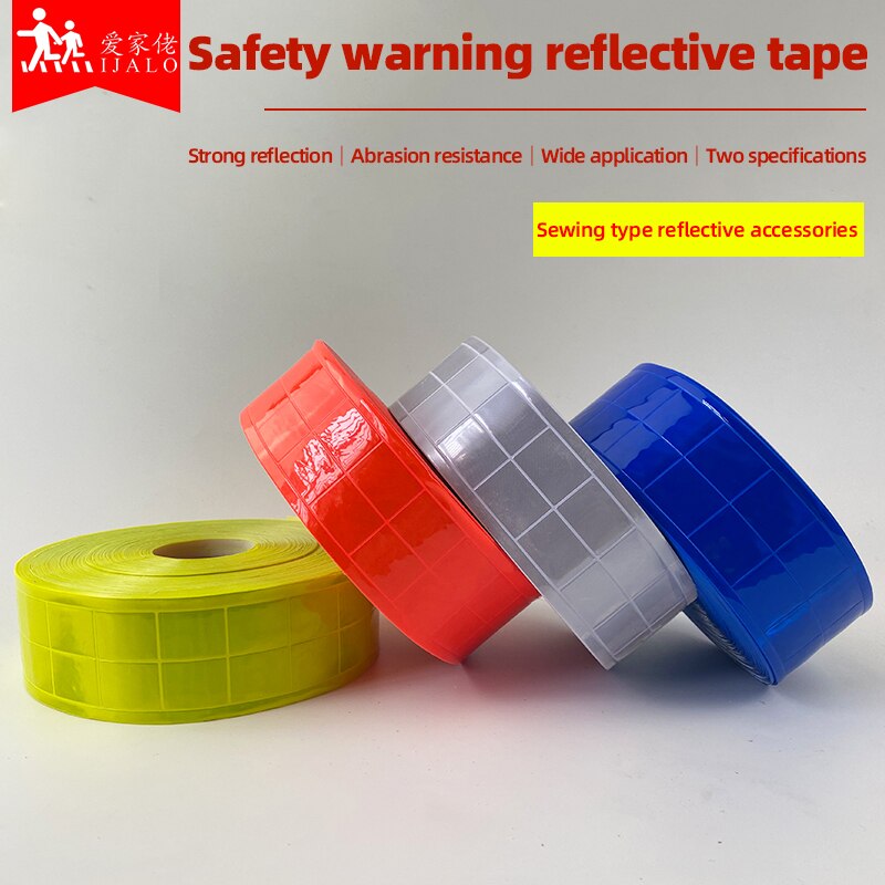 Banda de celosía reflectante para ropa, señal de advertencia de seguridad, cinta reflectante de costura, material reflectante para uso en tráfico, 5cm x 3m