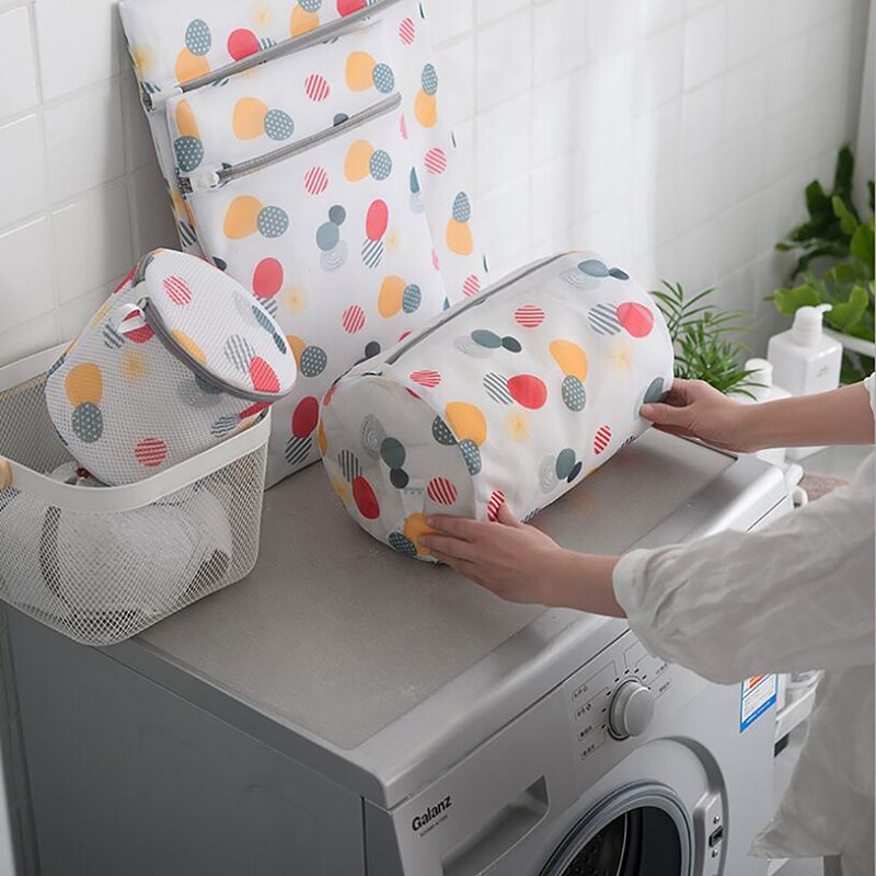 Printing Zippered Mesh Laundry Bag Polyester Laundry Wash Bags Coarse Net Laundry Basket Bags for Washing Machines Bra Bag