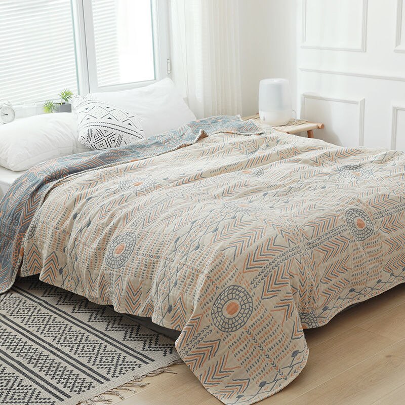 Totem Baumwolle Sommer Decke Decken Bettdecke für Doppel Bett 3 Schicht Blick Dünne Handtuch Tröster Bett Abdeckung Bettwäsche Erwachsene Bettdecke: C / 150X200CM