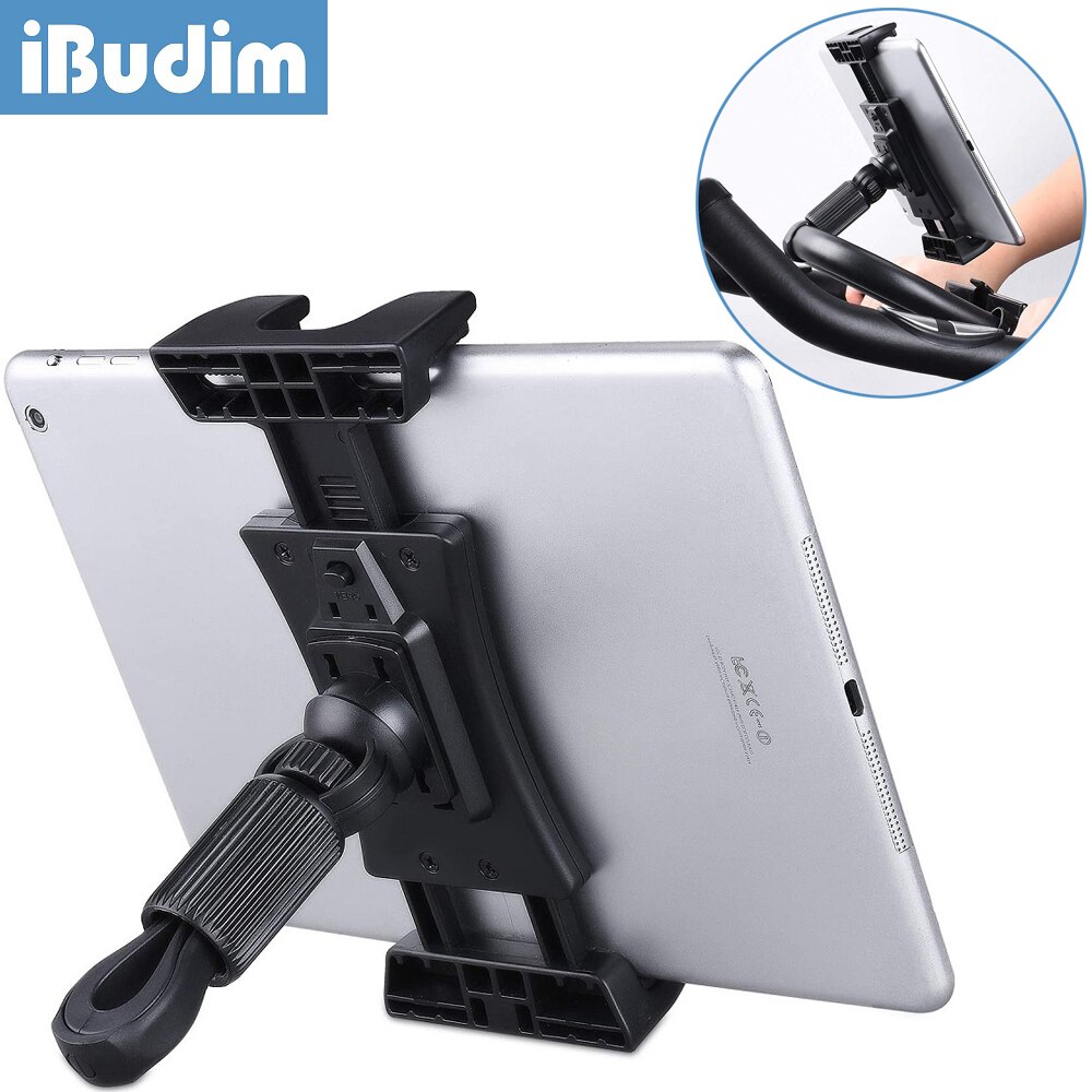 iBudim Bike Tablet Holder Indoor Gym Treadmill Handlebar Clip Tablet Mobile Phone Stand Bracket for iPad Air 10.9 Pro 12.9 Inch
