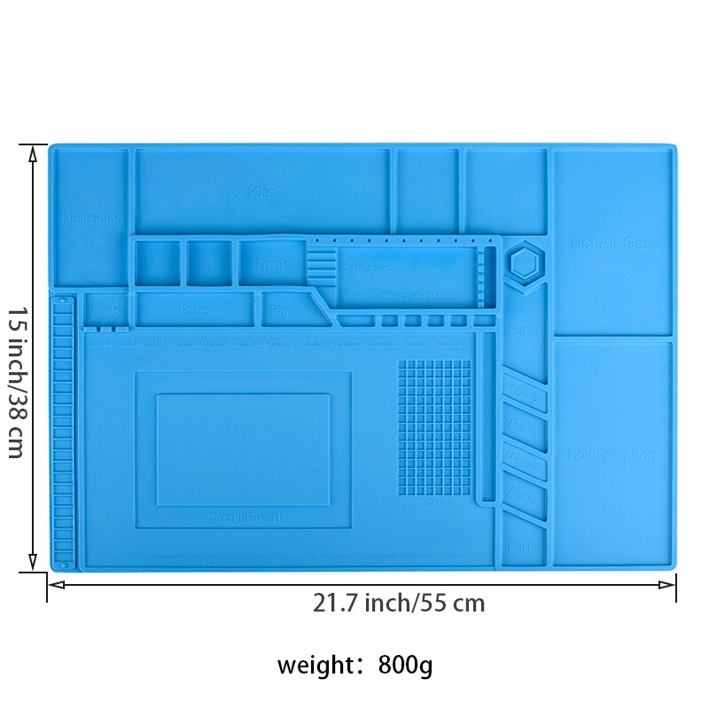 ESD – tapis de travail pour le soudage, isolant thermique, avec aimant, en Silicone, résistant aux hautes températures: GRAY