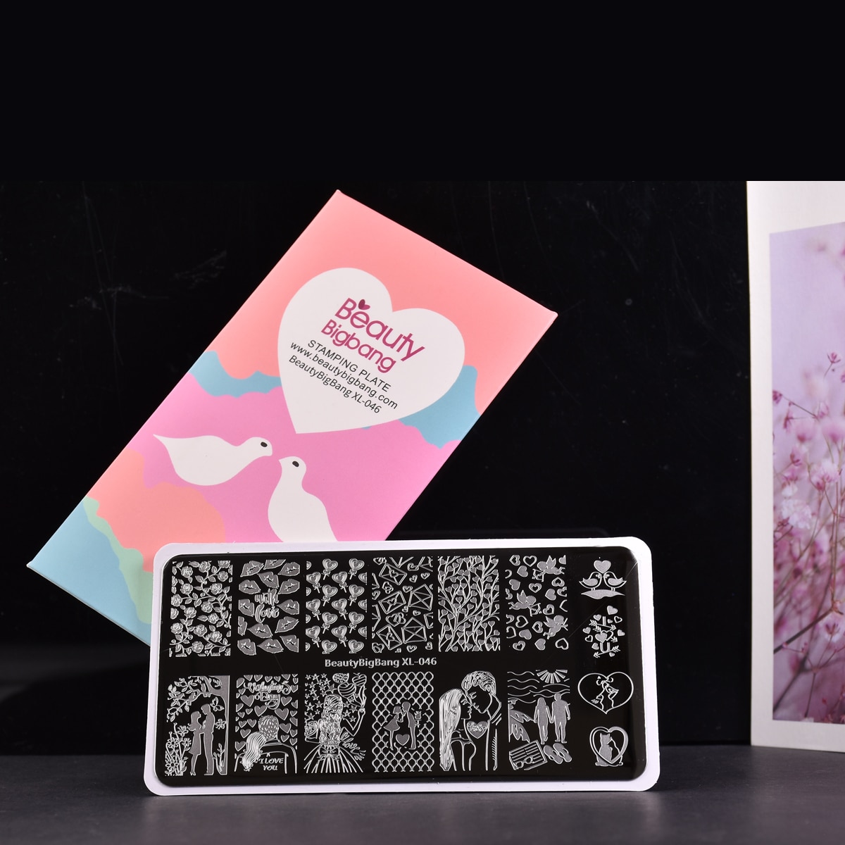 Beautybigbang alla hjärtans dag nagelstämpling tallrikar kärlek hjärta blommor stämpling för naglar diy nail art mall bbb xl -046