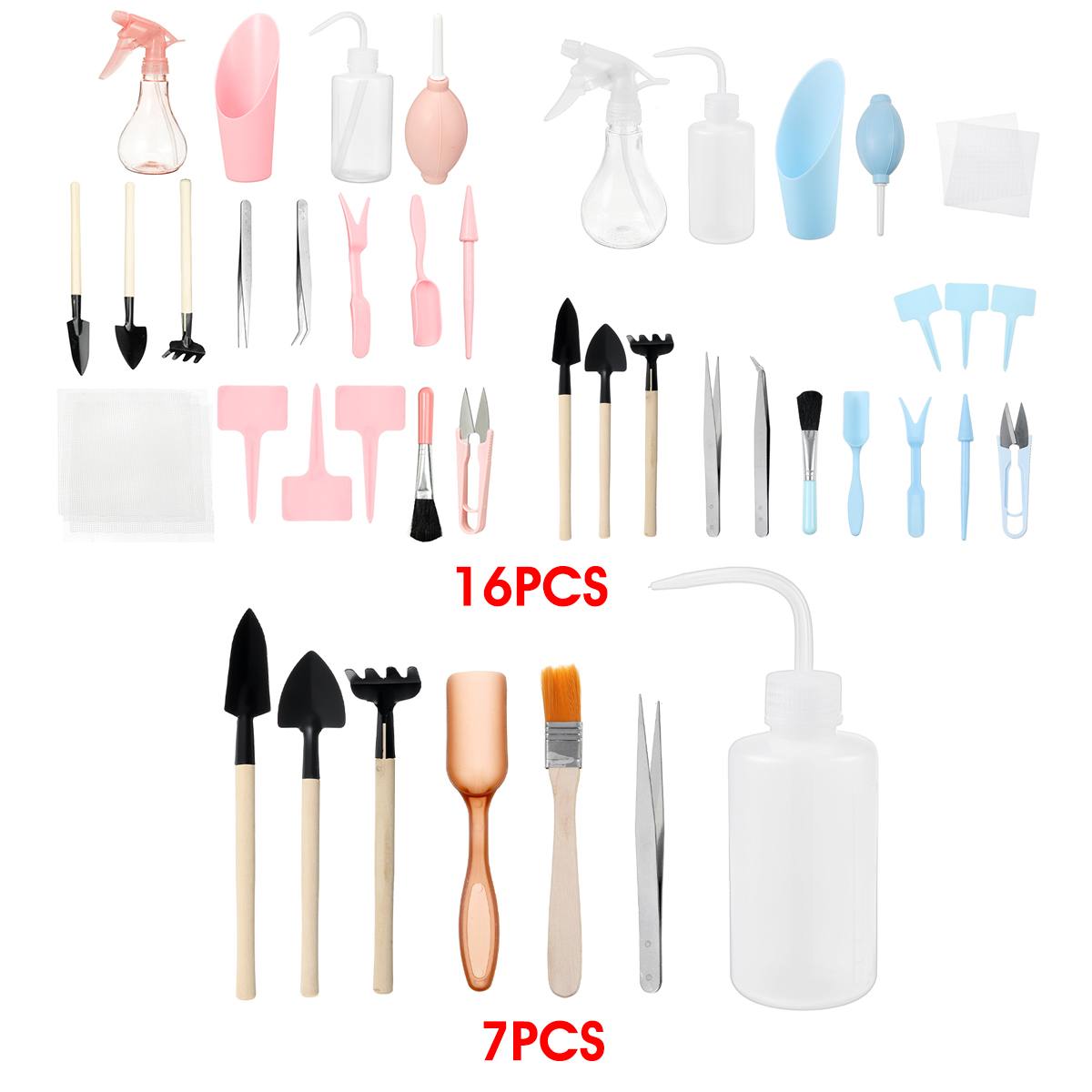 16/7Pcs Gardening Tool Miniature Set Hand Transplanting Succulent Planting Kits Outdoor Bonsai Tools Planting Flower Succulent