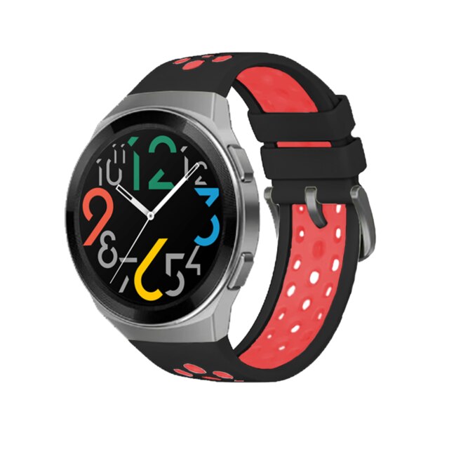 Officiële Twee-Kleur Siliconen Band Voor Huawei Horloge Gt 2e Originele Gewijd Jeugd Edition Horloge Band Voor Horloge Gt 2E Accessoires: Black Red