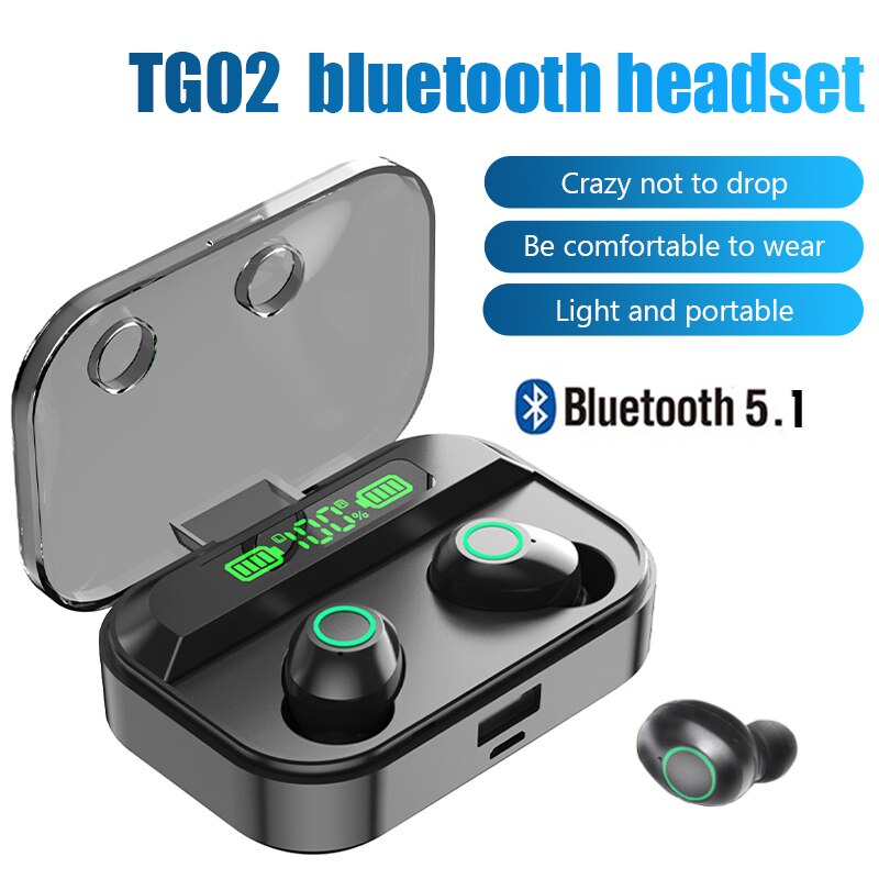 Tg02 Draadloze Bluetooth Hoofdtelefoon Drie True Digitale Display Maanjaar Tws Draadloze Bluetooth Hoofdtelefoon 5.0 Voor Xiaomi
